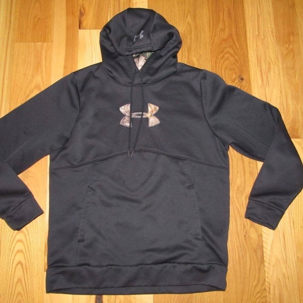 Under Armour Black Camo Pullover Kangaroo Hoodie Fleece Jacket Men's Large